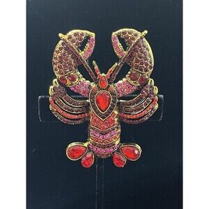 Heidi Daus Inspired Red Lobster Brooch Pin Beach Coastal Novelty Ocean Life